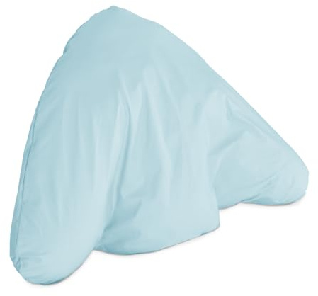 Lancashire Bedding Orthopaedic Batwing Pillow, Light Blue Polycotton Pillowcase - Back & Lumbar Support, RDS Certified Duck Feather Filling, 100% Cotton Casing - 29x33 Made in Britain Reading Pillow