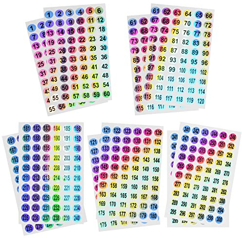 OSDUE 10 Bögen Reflektierende Aufkleber, 1 bis 300 Zahlen Wasserfeste Nummernaufkleber, Diamantmalerei Aufkleber, Rund Zahlen Aufkleber für Sortieren, Aufbewahren, Archivieren, Schulbedarf