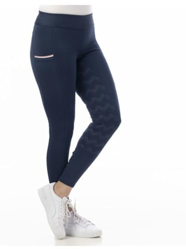 RIDING WORLD - Reitleggings für Mädchen Agadir | Leggings zum Reiten | Reithose mit Silikon-Vollbesatz & breitem Bund | Reiterhose mit 2 Handytaschen | Reitbekleidung in Marineblau | Größe 140