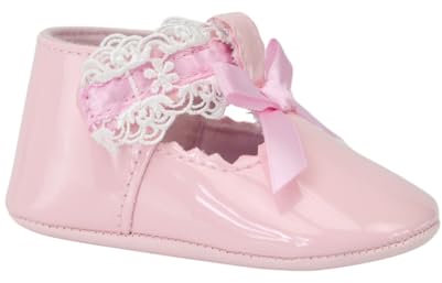 Zapatos de Bautizo de Charol para Bebé Niña con Cordón y Cinta Bautismo y Ocasiones Especiales tamaño 17