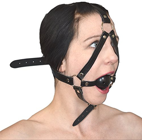 Honeylust - Mordaza con Gag Ball de cuero sintético – Mordaza Bondage BDSM para parejas, ball gag fetichista ajustable