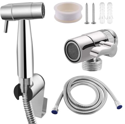 MilunavelleDoccia bidet portatile con flusso regolabile, set WC in acciaio inossidabile con spruzzatore igiene personale