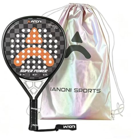 ianoni Padel Racket 18K Carbon fiber Surface with EVA Memory Flex Foam Core -Super Power-Black&Orange