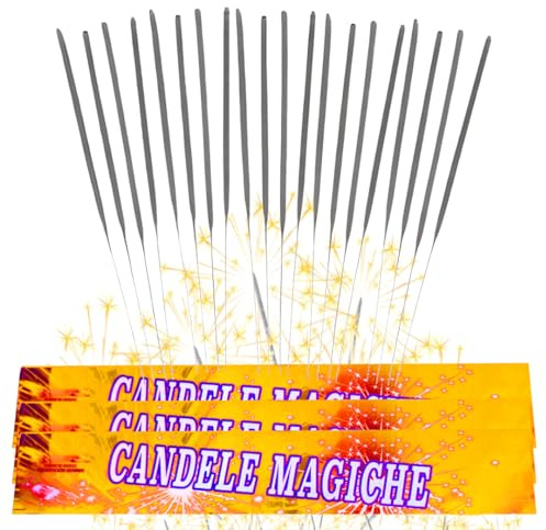 50 Candeline Magiche 35 cm Scintille Luminose - Kit 5 Confezioni da 10 di Bastoncini Scintillanti - Perfette per Matrimonio, Compleanno, Capodanno, Feste All'aperto e Party - Cat. 1