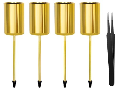 4 portacandele in oro per corona dell'Avvento, per candele a bastoncino, decorazione natalizia, candelabri, decorazione stagionale e nordica, adatti per il fai da te (include pinze)