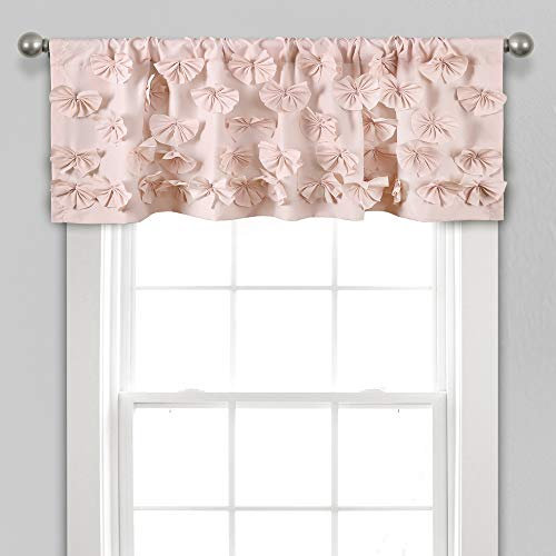 Lush Decor Riley Window Valance - Charming Handmade Bow Details - Elegant Light Filtering Single Panel- 54 W x 18 L, Blush