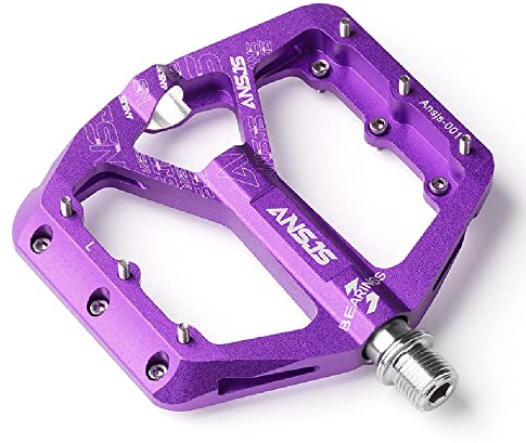 Pedales de Bicicleta de Montaña MTB - 3 Rodamientos, Plataforma Plana 9/16 Pulgadas, Púrpura (A001 Morado)