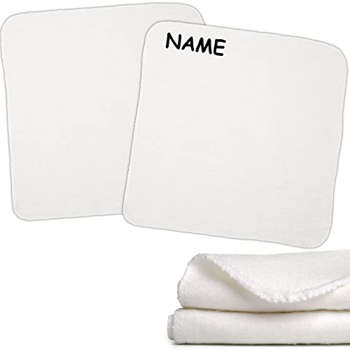 alles-meine.de GmbH 10 TLG. Set - Moltontücher/Stoffwindeln - einfarbig weiß - inkl. Name - 40 cm * 40 cm - 100% Baumwolle - Mulltücher/Spucktuch/Waschlappen/Babytuch - ..