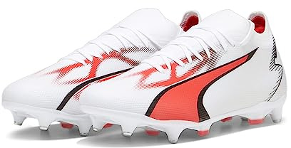 Puma Ultra Match Mxsg - Scarpe da Calcio da Uomo, Puma White Puma Black Fire Orchid, 42 EU