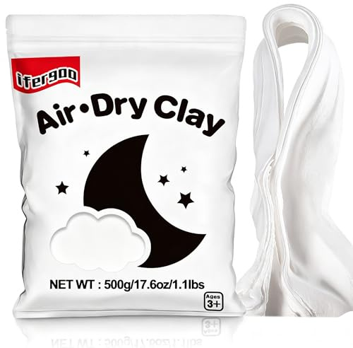 iFergoo Air Dry Clay, Ultra Light Modeling Clay, Magic Clay DIY Creative Modeling Dough, Kids Gifts for Girls Boys-1.1 Lbs/ 500 g (White Clay)