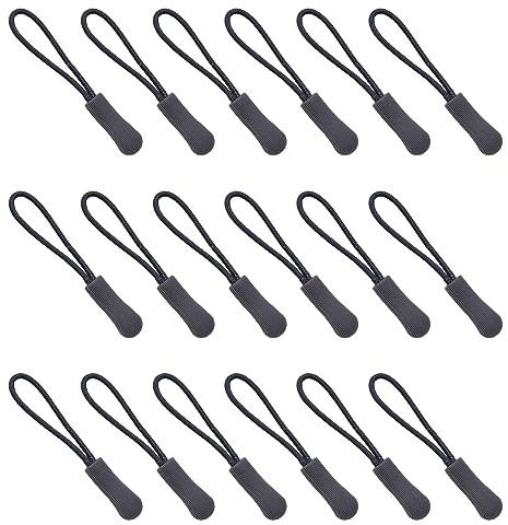 Ruidee 50 Pieces Zipper Pulls Zipper Tabs Zipper Pull Cord Extender Replacement Zipper Pulls for Backpacks, Jackets, Luggage, Purses, Handbags（Dark Grey）
