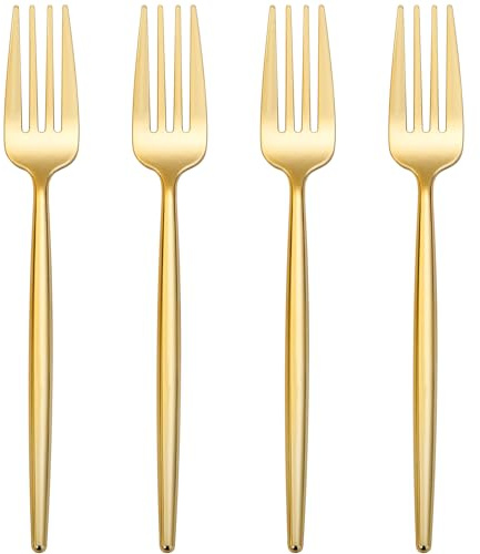 I00000 90 Pcs Gold Plastic Forks,Gold Disposable Utensils, Disposable Heavy Duty Plastic Forks Heat Resistant Perfect for Parties,Wedding,Dinners