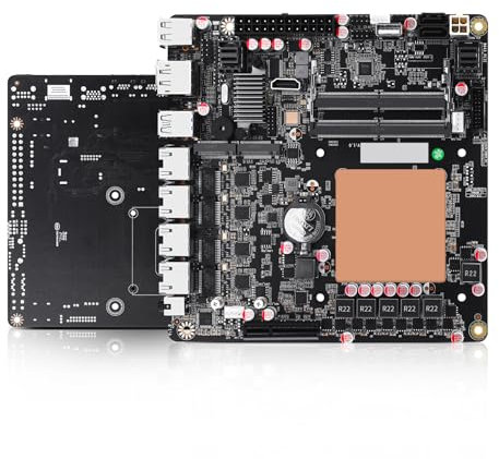 AIOPCWA NAS Mainboard 6 Bay, 6x M.2 NVMe Mini ITX Motherboard Core i5 12450H, DDR5 8GB RAM 128GB SSD Computer Motherboards with PCIe4.0 x4, 4 Port i226-V 2.5GbE LAN, USB3.2, HD+DP