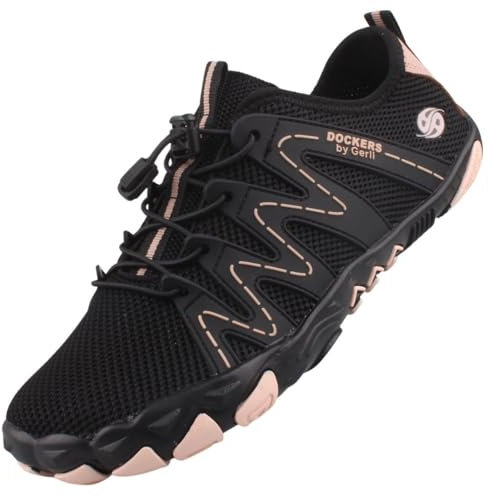 Dockers by Gerli Damen Low-Top Sneaker, Frauen Halbschuhe,Freizeit,straßenschuhe,Strassenschuhe,Sportschuhe,schwarz/rosa,41 EU