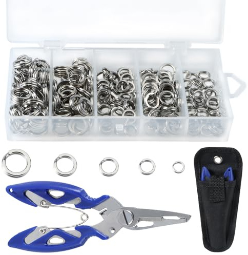 200 Pezzi Fishing Split Rings, Connettore ad Anello Solido per Esche, Connettori Fishing Tackle per Esche da Pesca, con Pinze per La Pesca