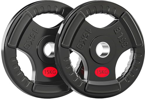 SPORTNOW Discos Pesas Olímpicas Agujero Ø50 mm 2 Discos 15 kg Negro