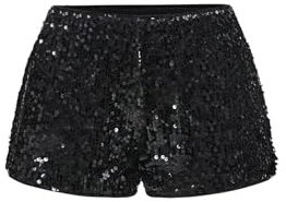 GORGLITTER Glitter paljetter shorts dam party minishorts nyårsafton outfit hotpants sexig outfit kort rave byxor grunge kläder, svart, S