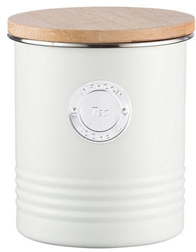 Typhoon Living Collection Tee, pastellcreme, 1 Liter Vorratsbehälter, Stahl, Holz, Silikon, Creme