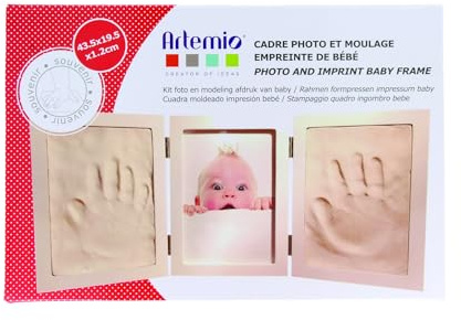 Artemio 13040007 Bilderrahmen mit Aufschrift Baby et Photo, Gips, Weiß, 30 x 3,5 x 20 cm