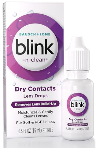 Blink-N-Clean Contact Lens Drop, Rewetting Drops for Soft & RGP Contact Lenses, Instantly Moisturizes, Removes Lens Build-Up, Cleans Lenses and Hydrates Eyes During Wear, 0.5 Fl Oz