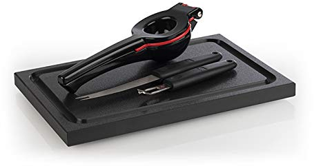 Buddy´s Bar - Bar-Set „Citrus it Your Way“, Limetten- / Zitronenpresse, Bar-Schneidebrett 20 cm x 30 cm, Cocktail-Messer mit Aufspieß-Zinken, Ziseliermesser, spülmaschinenfest