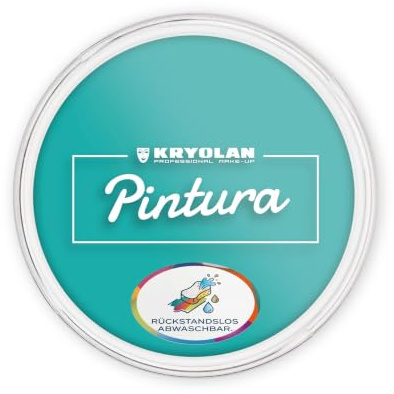 Kryolan Pintura Water Color Makeup Ocean Blue 20 ml I Vattenbaserad barnsmink för ansikte och kropp I CE-certifierad I snabbtorkande, lätt att tvätta och individuellt täckande