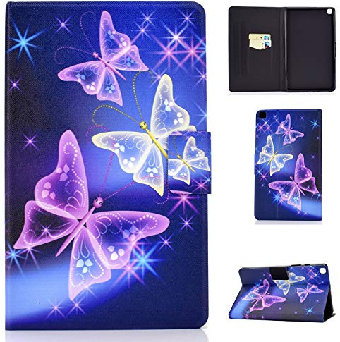 Aswant Funda para Samsung Tab A7, Galaxy Tab A 2020 10.4 pulgadas PU Funda de cuero Flip Tablet Carcasa con para Samsung Galaxy Tab A 10.4 pulgadas 2020 SM-T500/SM-T505 - Mariposa Morada