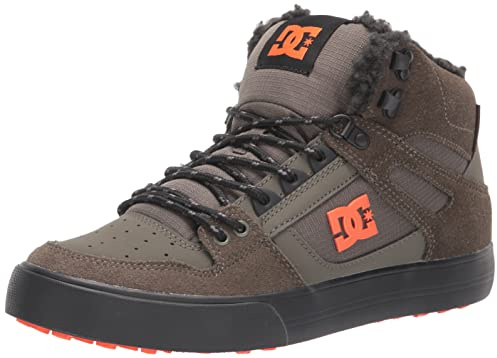 DC mens Pure High-top Wc Wnt Skate Shoe, Dusty Olive/Orange, 11.5 US