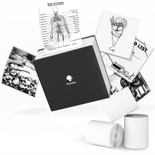 Phomemo Tragbarer Fotodrucker Set 3 Papierrollen enthalten - Taschen-Thermodrucker Kleiner Bluetooth-Belegdrucker, kompatibel mit Android iPhone iPad für DIY-Kinder Study Journal, Schwarz, M02 Drucker