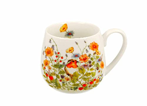 Duo Tasse à thé, à café, à infusion - Set sans infuseur - Couvercle en porcelaine - Forme bombée - Motif floral - 400 ml - Set dans coffret cadeau - Chouette sans infuseur