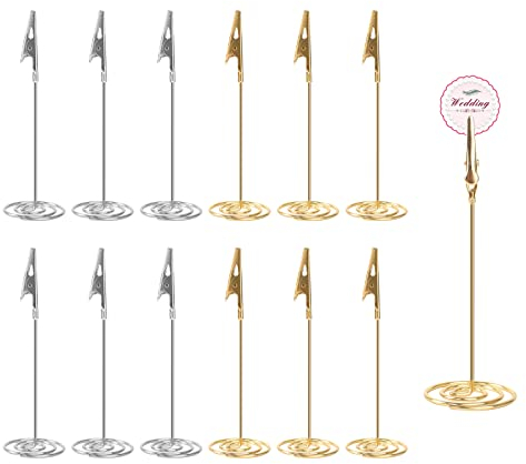 Fotohalter mit Klammern 12Pcs Memohalter Tischkartenhalter Krokodilklemme Foto Rosegold Memo Clips Hochzeit Platzkartenhalter Ständer Tischnummer Halter