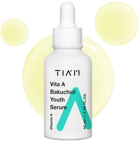 TIAM Vita A Bakuchiol Youth Serum - Suero facial reafirmante intenso | Suero de vitamina A iluminador facial para la cara | Colágeno de pescado, suero iluminador de la piel K beauty para el cuidado de