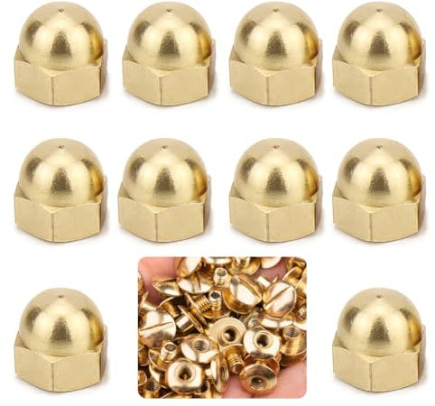 10 Stück M10 Messing Kuppelkopf Kappen Sechskant Hutmuttern für Schrauben, Befestigungselemente für Maschinen, Fahrzeuge und zur Befestigung von Reifen