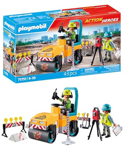 PLAYMOBIL | Straßenbaustelle | Baustellenspielzeug Kind | Baustellen Spielset | Spielzeug für Kinder ab 4 Jahren | 71751