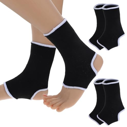 CIATBYYJ 2 Paar Atmungsaktive Kinder Knöchelbandagen, Elastische Fußbandagen für Verstauchte Knöchel, Sport Schützen Sprunggelenkbandage, Fersen Socken Jugend für Junge Mädchen von 6-14(Schwarz 2)