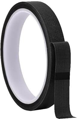 Misuyue Nastro in teflon, 0,18 mm di spessore, nastro adesivo in vetro PTFE, ad alta temperatura per sottovuoto, a mano e a impulsi, nero (15 mm)