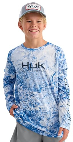 HUK Kid's Pursuit Graphic Long Sleeve, Fishing Shirt, Regatta