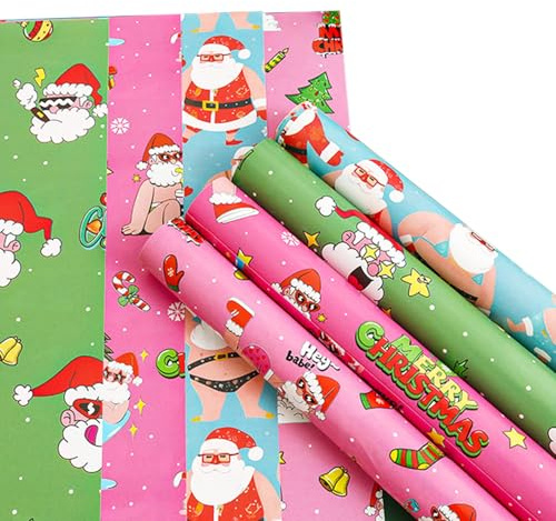 Azexcy 8 Fogli Carta da Regalo Kraft Carta da Pacchi Bambini Carta Pacchi Natale Foglio da Imballaggio per Natalizia Compleanno Feste Anniversari San Valentino Regalo, 70x50cm