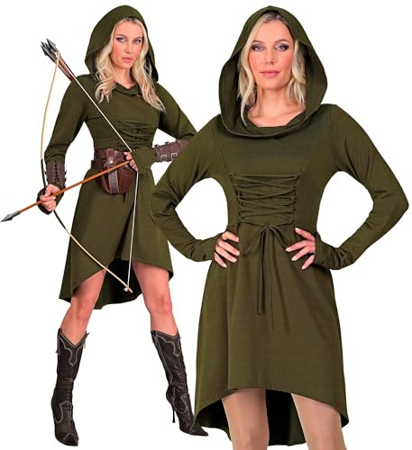 W WIDMANN MILANO Party Fashion - Vestido medieval/gótico con capucha, disfraz para carnaval, fiestas medievales
