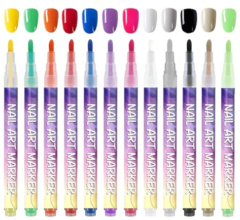 Feutres À Ongles 12 Couleurs Pour Ongle En Gel, Kit De Stylo À Ongle DIY, Stylos Vernis À Ongles 3D, Stylo À Pointillage À Séchage Rapide Pour Le Dessin Et La Peinture D'ongles DIY
