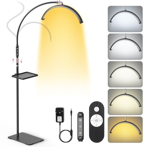 Adonafy Lampada Extension Ciglia Professionale: 18 Lampada Per Extension Ciglia Regolabile - Testa Regolabile a 360°& 5 Colori Dimmerabili Lampada Ciglia Per Tatuaggi, Salone, Casa, Nero