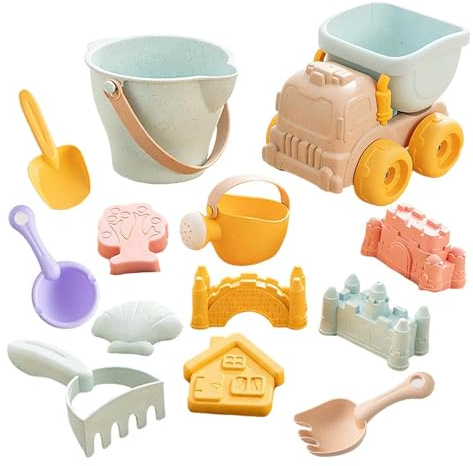 Set da Gioco da Spiaggia per Bambini - Castello di Sabbia con Pala e Secchio per Giochi in Cortile Lake Shore River Bank Park Asilo , Set da Gioco Portatile all'Aperto, Creativo