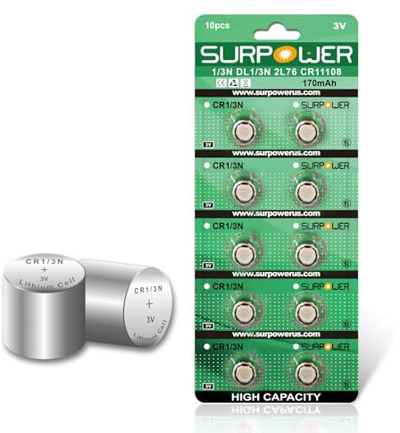 SURPOWER CR1/3N 3V Lithium Battery 10 Pack 【5-Year Warranty】