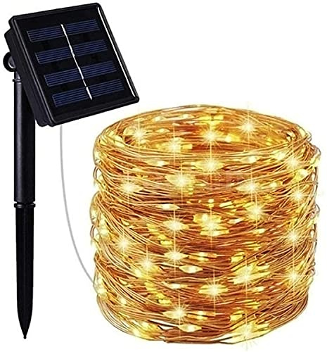 mafiti LED solar koppartråd ljuskedja solljuskedja, 12 m 120 LED koppartrådlampa string, vattentät sol utomhus stjärnor ljuskedjor belysning med 8 lägen för trädgård gård fest