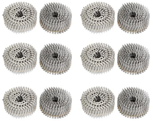 findmall 3600 Count 1-3/4-Inch x .090-Inch Ring Shank 304 Stainless Steel Siding Nails 15-Degree Collated Wire Coil Nails for Wood Siding or Fencing Applications