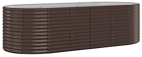 vidaXL Odlingslåda pulverlackerat stål 249x100x68 cm brun