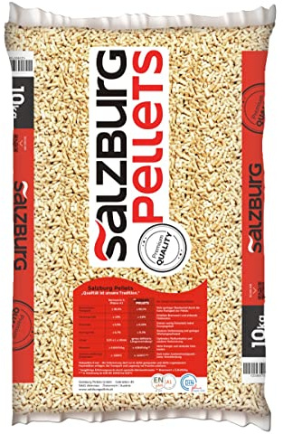 Pellet SALZBURG da 10 KG – Originale 100% Abete Austriaco, certificato ENplus A1 - Alto potere calorifico (30 sacchi da 10 kg)