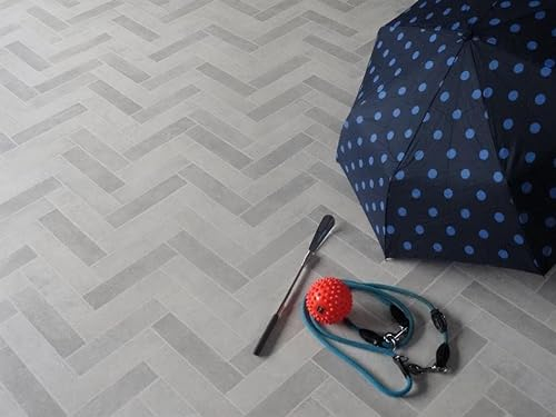 PVC Bodenbelag Vinylboden in hellem Fischgrät Design, DIN-A4 Musterstück
