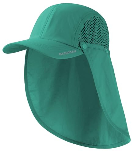 Bassdash UPF 50 + Cappello da Pesca Pieghevole Cappello da Baseball cap con Collo Rimovibile Flap Portatile per Uomini Donne Golf Escursionismo