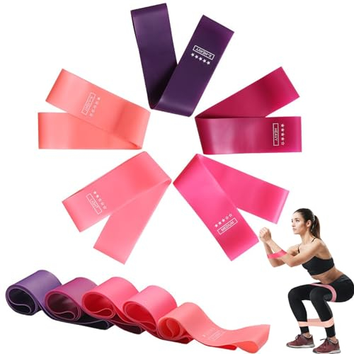 SHUBEIEUMI Widerstandsbänder, Fitnessbänder 5er Set, Krafttraining Trainingsband Fitnessband mit 5 Verschiedenen Widerstandsstufen Für Muskelaufbau, Yoga, Pilates